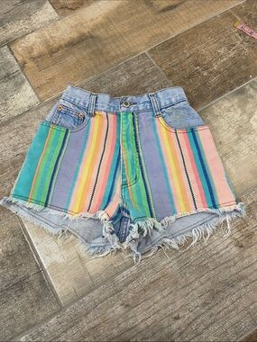 Vintage Steel Jeans High Rise Colorful Cut Off 90s Jean Shorts Made in USA 3